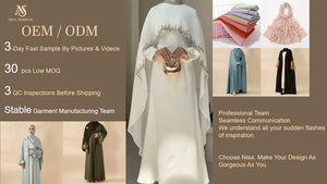 Nuovo Abito Abaya da Festa e Cerimonia in Raso con Nappe di Strass, Stile Romantico di Lusso, Moda Pudica, Offerta Speciale - Product Image 5