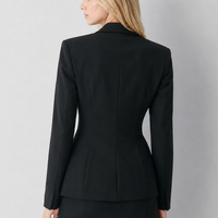 Blazer de costume noir pour femme, veste cintrée à trois boutons, manteau de bureau sur mesure OEM