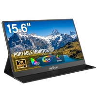 Moniteur externe ultra-fin et léger de 15,6 pouces 2K, sans pilote, alimentation et vidéo par un seul câble pour les utilisateurs de MacBook, d'ordinateurs portables et de notebooks