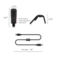 Harga Mikrofon Kondensor USB PC Profesional Biner A12 untuk Rekaman, Streaming, Siaran, dan Podcast