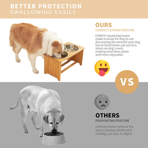Elevated Bamboo Pet Bowl <b>Stand</b> Feeder for <b>Cats</b> and Small Dogs 2 Ceramic Bowls Included Raised Dog <b>Cat</b> Food and Water Bowl - Product Image 4