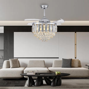 2026 tren Modern lampu gantung Emas kamar tidur lampu kristal LED peredupan pisau dapat ditarik kipas langit-langit Nordic dalam ruangan rumah perlengkapan logam - Product Image 3