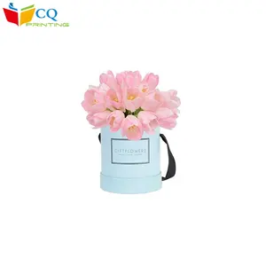 Popular luxo personalizado ofício presente tubo de papel kraft embalagem caixa de papelão redonda para flor rosa, pequeno cilindro rodada caixa de flor