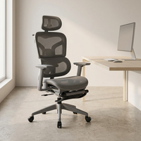 Chaise de bureau ergonomique en maille avec soutien lombaire réglable, siège pivotant avec appui-tête et accoudoirs
