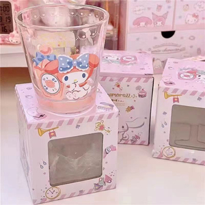 Gobelet en verre BRAVO avec personnages mignons, boîte cadeau, Kuromi, Cinnamoroll, My <span class=keywords><strong>Melody</strong></span>, imprimé, tasse à boire, cadeau kawaii, vaisselle pour filles - Product Image 3