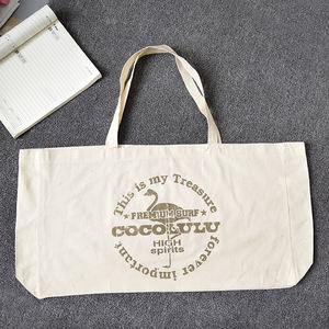 Bolso de lona de playa con logotipo de avestruz vocación de verano blanco, bolso de compras de algodón 18/28 de 100% pulgadas, bolso reutilizable de gran tamaño - Product Image 4