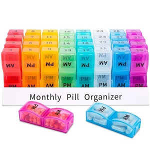 Caja <span class=keywords><strong>de</strong></span> pastillas Montly Am Pm, caja organizadora <span class=keywords><strong>de</strong></span> pastillas, almacenamiento <span class=keywords><strong>para</strong></span> 7 días, embalaje <span class=keywords><strong>de</strong></span> 32 compartimentos <span class=keywords><strong>para</strong></span> organizador portátil <span class=keywords><strong>de</strong></span> viaje - Product Image 2