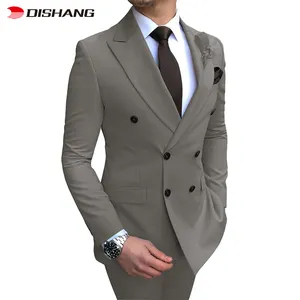 男性用高品質サマースーツダブルブレストメンズファッションビジネスウェディングスーツスリーピース