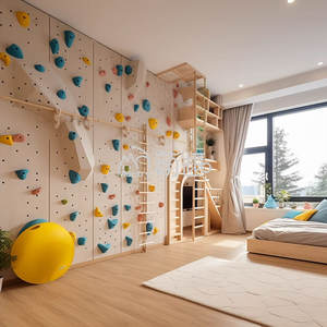 Moetry - Equipo de Gimnasio Interior para Niños con Diseño Personalizado de Dinosaurios, Muro de Escalada de Madera para Ejercicios en Casa, Barra de Mono para Gimnasia - Product Image 5