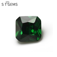 Bijoux en Zircon Cubique Vert de Laboratoire AAA de Haute Qualité, Taille Carrée à Facettes, pour Femme, ST Gems CZS35 avec Effet Feu