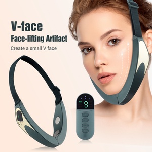 Ceinture de lifting du visage en V pour double menton - Masseur facial amincissant à vibrations actuelles avec contrôle de la minuterie, appareil de beauté pour lifting facial - Product Image 2