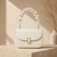 Sac à main blanc souple à rabat, de luxe, structuré, avec poignée plissée, chic pour le quotidien, imprimé, imperméable, personnalisable OEM