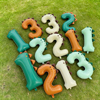 Ballon en aluminium chiffre dinosaure 40 pouces, tridimensionnel, pour décoration de fond de fête d'anniversaire garçons et filles