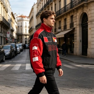 Hot Selling Men's F1 Racing Satin <strong>Jacket</strong> Handmade Embroidery Classic Black <strong>Red</strong> Design Customized <strong>Waterproof</strong> Winter <strong>Jacket</strong> - Product Image 2