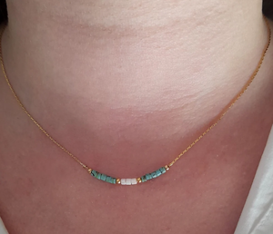 Zooying chaîne en acier inoxydable multicolore délicat Ombre dégradé or rempli rose Turquoise Miyuki collier ras du cou pour les femmes - Product Image 5