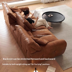 Big Bear Sofa Extra Deep Seat Straight Oil Wax Cat Scratch Leather Caramel Cloud Movable Backrest - Product Image 2