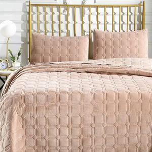 Colcha de algodón de terciopelo de gama alta, funda de cama de doble cara, colchas <span class=keywords><strong>y</strong></span> <span class=keywords><strong>cobertores</strong></span>, edredón de cama para parejas, colchón de punto a cuadros - Product Image 2