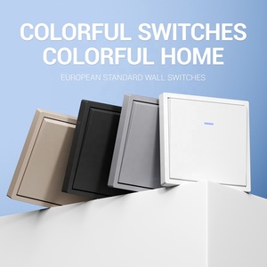 Soket dan sakelar dinding, sakelar lampu tombol tekan 1 Gang seri EU Z dengan indikator LED 80*80mm sakelar dinding Modern - Product Image 4