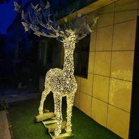 Sculpture urbaine publique extérieure, grande sculpture d'art en forme de cerf, sculpture de cerf en acier inoxydable, sculpture de cerf en fer