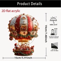 Ornement mural plat en acrylique HQ avec ballon à air chaud et Père Noël pour la décoration de la chambre et du salon, cadeau de Noël
