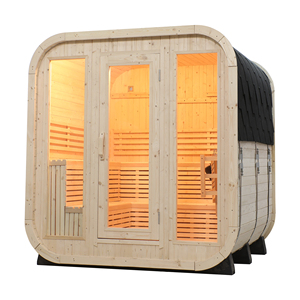 Easy Install Eco-Friendly Solid Wood <b>White</b> Pine 4-6 People Outdoor Villa Square Sauna Room 9KW Electric Heater 8mm Sauna - Product Image 2