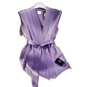 Camicetta Estiva Chic da <span class=keywords><strong>Donna</strong></span> <span class=keywords><strong>Senza</strong></span> <span class=keywords><strong>Maniche</strong></span> con Cintura in Vita, Top Casual Traspirante in Raso Tinta Unita - Product Image 6