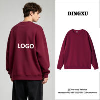 Sweat-shirt col rond homme en coton épais, personnalisable avec logo, style streetwear hiver, avec poignets et ourlet côtelés et épaules tombantes