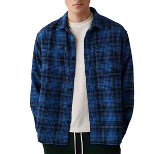 New Design Long-Sleeve Wholesale Men Custom Flannel Shirts Heavyweight Oversized