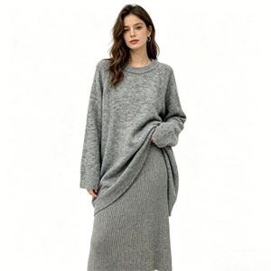 Suéter Oversize para <span class=keywords><strong>Mujer</strong></span> con Tacto de Cachemira, Cuello Redondo, Manga Larga, Tejido Holgado de Mezcla de Lana, Suave y Cálido, Informal para Otoño e Invierno - Product Image 4
