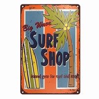 Surf Shop Sign Supplies Surfboard Rentals Shop Gift Surfers Paradise North Shore Beach Coastal Decor Panneau en métal de qualité 8x12inch