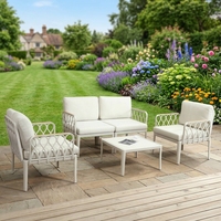 Table et chaises de patio carrées modernes en plastique, mobilier de salle à manger d'extérieur durable, ensemble de canapés blancs au design moderne et élégant pour