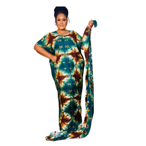 Women's Trending Hot Selling Digital TieDye Print Maxi Kaftan Traditional Muslim Modest Clothing Lace Indian Suppliers - Product Image 1