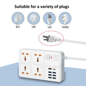 Quốc tế điện dải 4 cửa hàng 4 USB 4 loại C QC PD sạc nhanh 240V đánh giá cho văn phòng nhà máy tính để bàn đa quốc gia cắm - Product Image 3