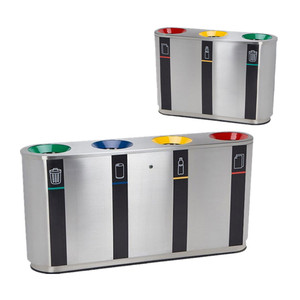 large compartments sorting trash can bin commercial metal segregated waste bins public outdoor stainless steel dustbin