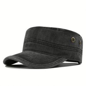 Unisex Cadet Hat Adjustable Baseball Vintage Washed Denim Cotton Flat <b>Top</b> Cap Outdoor - Product Image 4