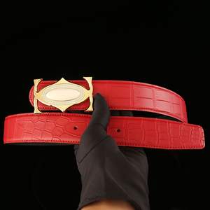 เข็มขัดหนังจระเข้ทำมือสำหรับผู้ชาย หัวเข็มขัดเหล็ก เข็มขัดธุรกิจสุดหรู หนังแท้ทนทาน - Product Image 1