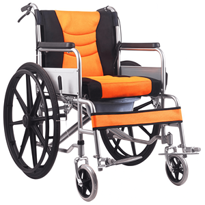 Kursi roda Manual 20 inci, kursi roda besar 20 inci, perlengkapan rehabilitasi portabel dapat dilipat aluminium baja karbon tinggi - Product Image 4