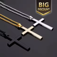 Collier pendentif croix et flèche plaqué or 18 carats poli miroir, style hip-hop chrétien, pour hommes et femmes, idéal pour les cadeaux de fête - Vente en gros