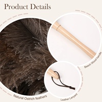 Plumeau en Plumes d'Autruche Naturelles Moelleuses de 16 Pouces, Personnalisé, avec Manche en Bois, Anti-Statique et Lavable, Idéal pour le Détail Automobile, le Bureau et la Maison (Vente en Gros)