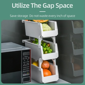Household Stackable Multi-layer <b>Kitchen</b> <b>Storage</b> <b>Rack</b> Drawer Type Large Opening Miscellaneous <b>Storage</b> Basket Plastic Food Basket - Product Image 6