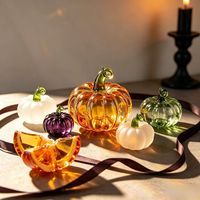 Figurine de citrouille en verre soufflé à la main, mini ornement de citrouille en verre artistique pour la décoration de table d'Halloween, personnalisation acceptée