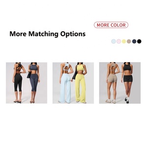 Set Personalizzato Morbido come Burro: Reggiseno Sportivo e Pantaloni Capri a Vita Alta per Donna, Completo <span class=keywords><strong>da</strong></span> Allenamento, Fitness, Yoga, Pilates e Sport - Product Image 5