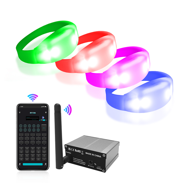 LED Wristband RFID Remote Control 4 Super Bright LEDs Multi-Frequency Eco-Friendly ABS Shell Silicon Band for Event Supplies