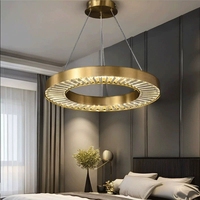 Lustre en cristal élégant et luxueux, lampe suspendue ronde postmoderne pour chambre à coucher, restaurant et salle d'exposition de villa
