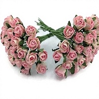 50 mini-roses artificielles roses en papier de mûrier pour scrapbooking, mariage, artisanat et décoration de cartes