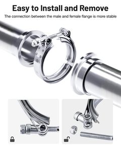 304 Stainless Steel <b>Hose</b> <b>Clamp</b> 3.25 Inch ID M8x1.25 Thread Fine Thread Hex Head Plain Finish - Product Image 3