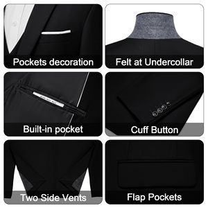 LCBZ vendita diretta della fabbrica di buon prezzo Casual blu Royal cappotto a coda lunga 3 pezzi uomo vestito da uomo - Product Image 4