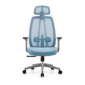 라이트 블루 3D 메쉬 사무실 리프트 의자 높은 머리 받침 현대 임원 회전 의자 사무실