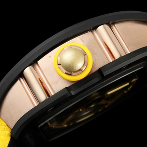Reloj Mecánico de Lujo Premium con Diseño de Sonrisa, Carcasa de Cerámica Negra, Correa de Velcro Amarilla Transpirable, Esqueleto para Caballero, Resistente al Agua - Product Image 2