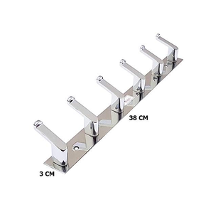 6 Pin Adjustable Stainless Steel Cloth <b>Hook</b> Wall Mounted Heavy Duty Rustproof Door Hanger Coat Bathroom <b>Kitchen</b> Bedroom SS202 - Product Image 1